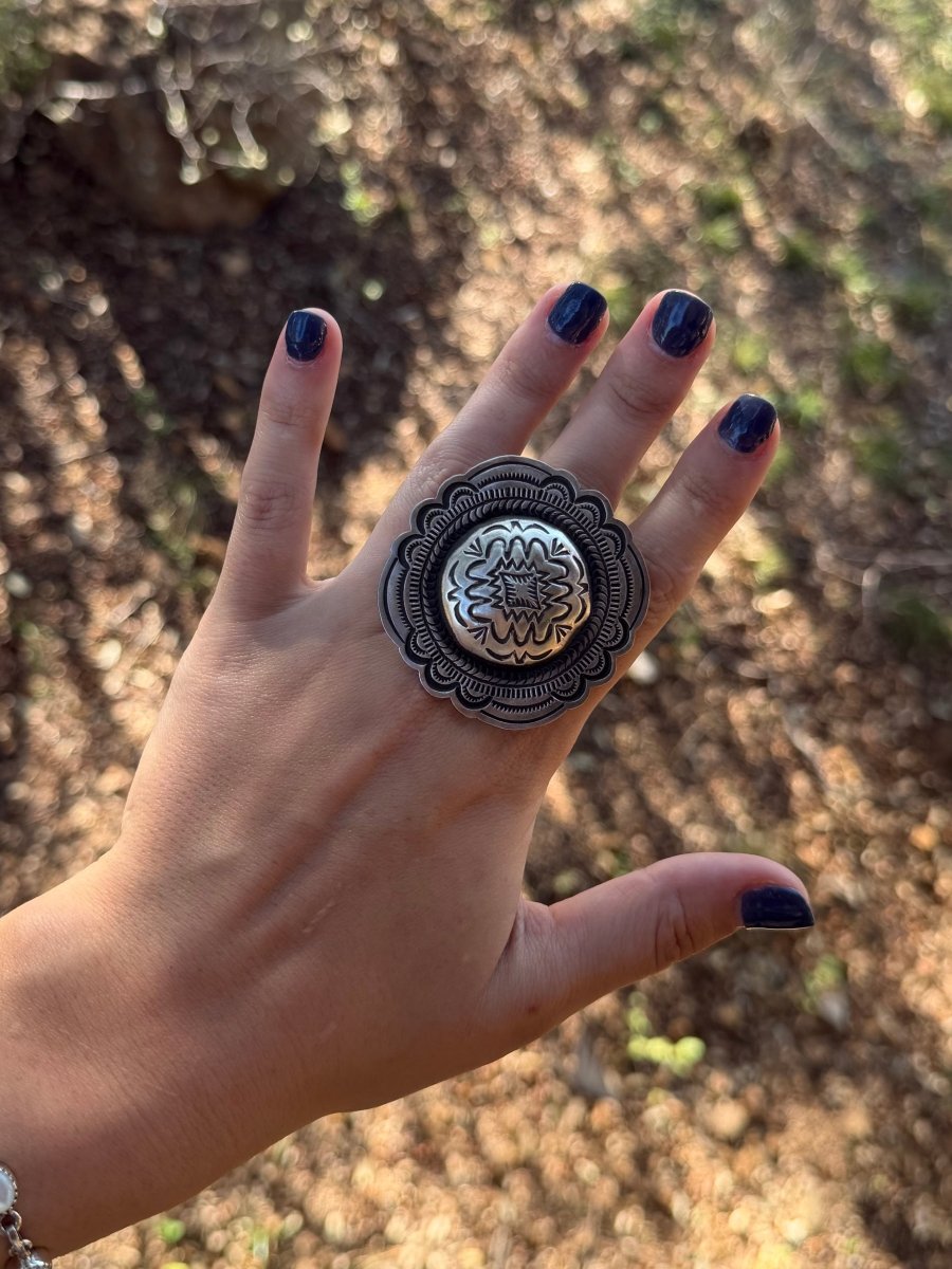 Cascade Concho Adjustable Ring - Horseshoe J & Co.