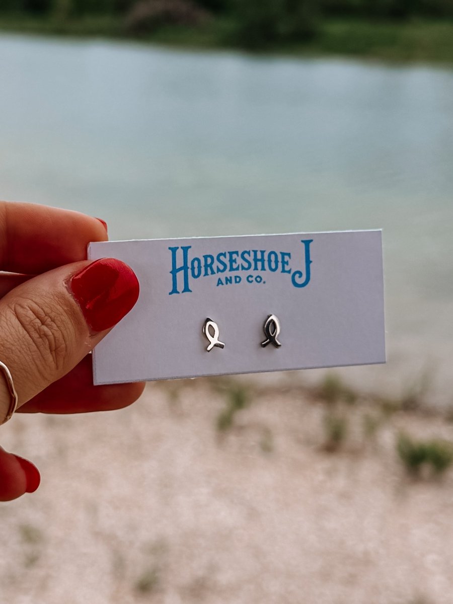 Christian Fish Stud Earring - Horseshoe J & Co.
