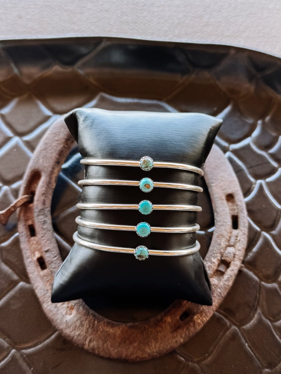 Cold Shoulder Turquoise Stacker Cuff Bracelet - Horseshoe J & Co.