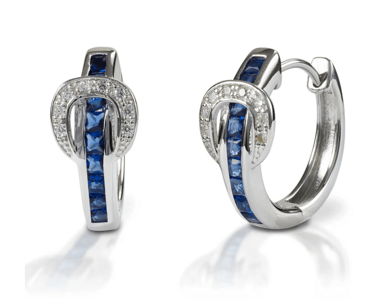 Cowgirl Luxe Blue Buckle Hoop Earrings - Horseshoe J & Co.
