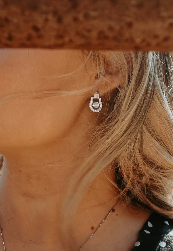Cowgirl Luxe Dancing Stone Stirrup Earrings - Horseshoe J & Co.
