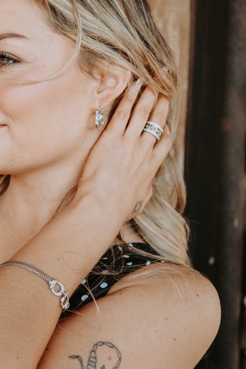 Cowgirl Luxe Engraved Stirrup Earrings - Horseshoe J & Co.