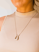 Cowgirl Luxe Engraved Two - Tone Stirrup Necklace - Horseshoe J & Co.
