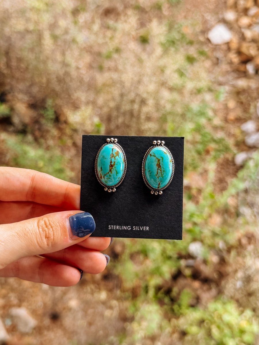 Crump Turquoise Studs - Horseshoe J & Co.