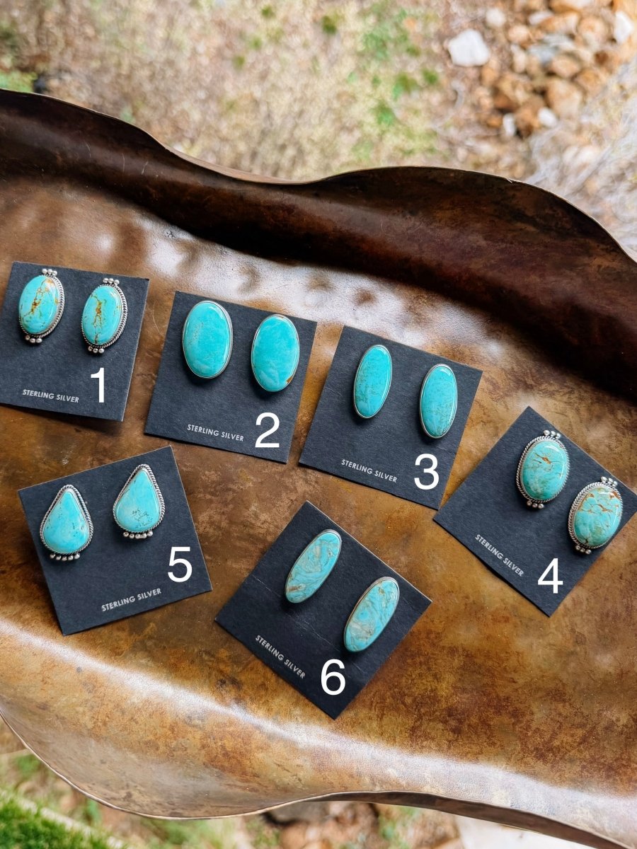 Crump Turquoise Studs - Horseshoe J & Co.