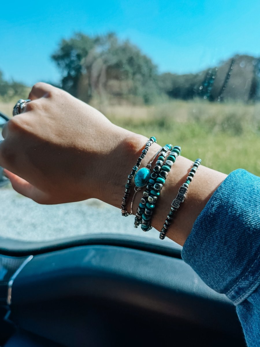 Dayton Sterling Silver With Turquoise Box Pearls - Horseshoe J & Co.