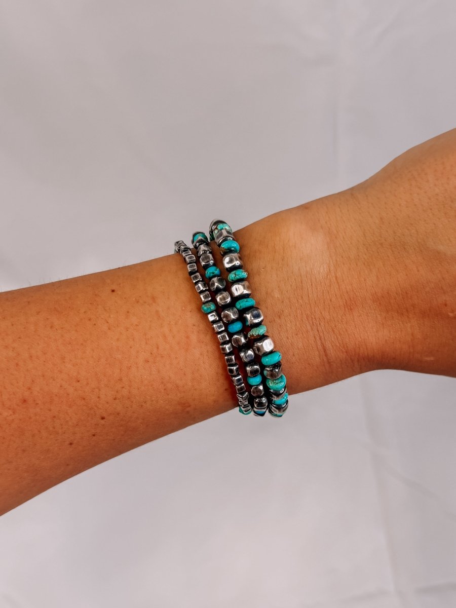 Dayton Sterling Silver With Turquoise Box Pearls - Horseshoe J & Co.