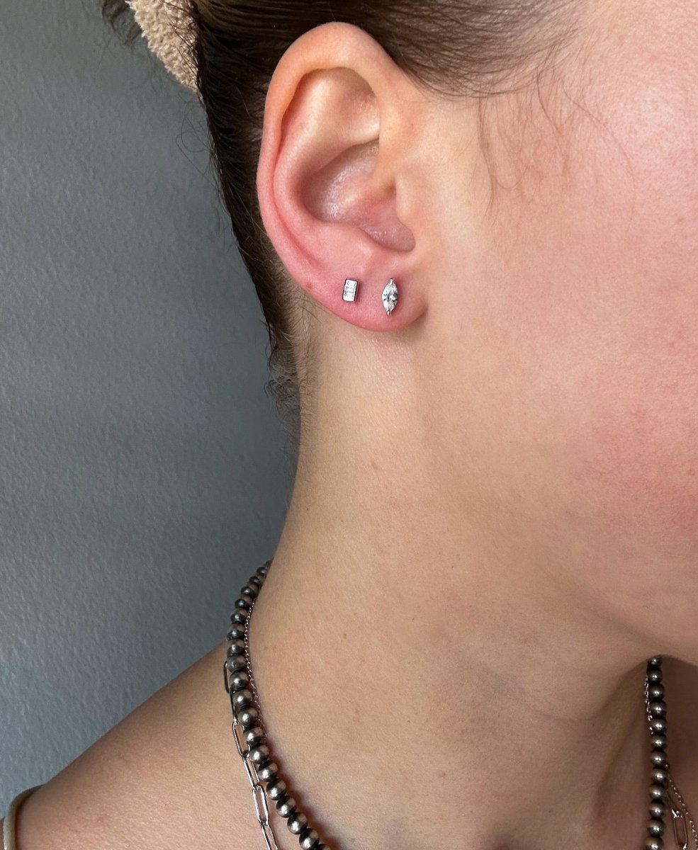 Decker Tiny Baguette Studs - Horseshoe J & Co.