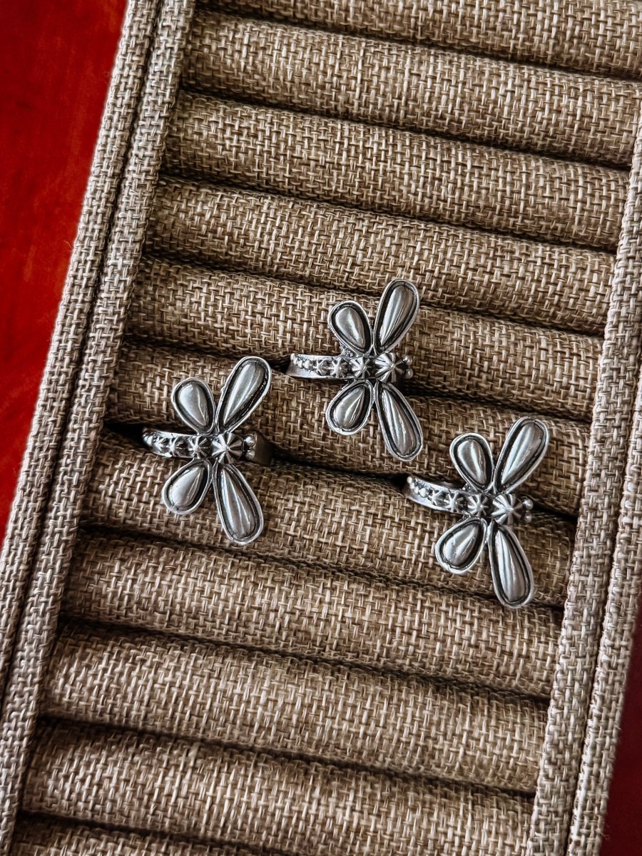 Dewey Silver Dragonfly Adjustable Ring - Horseshoe J & Co.
