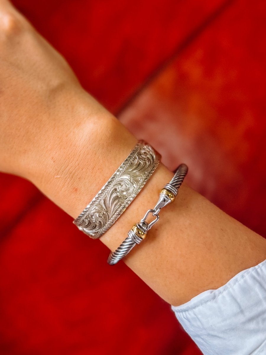 Eloy Western Scroll Silver Cuff Bracelet - Horseshoe J & Co.