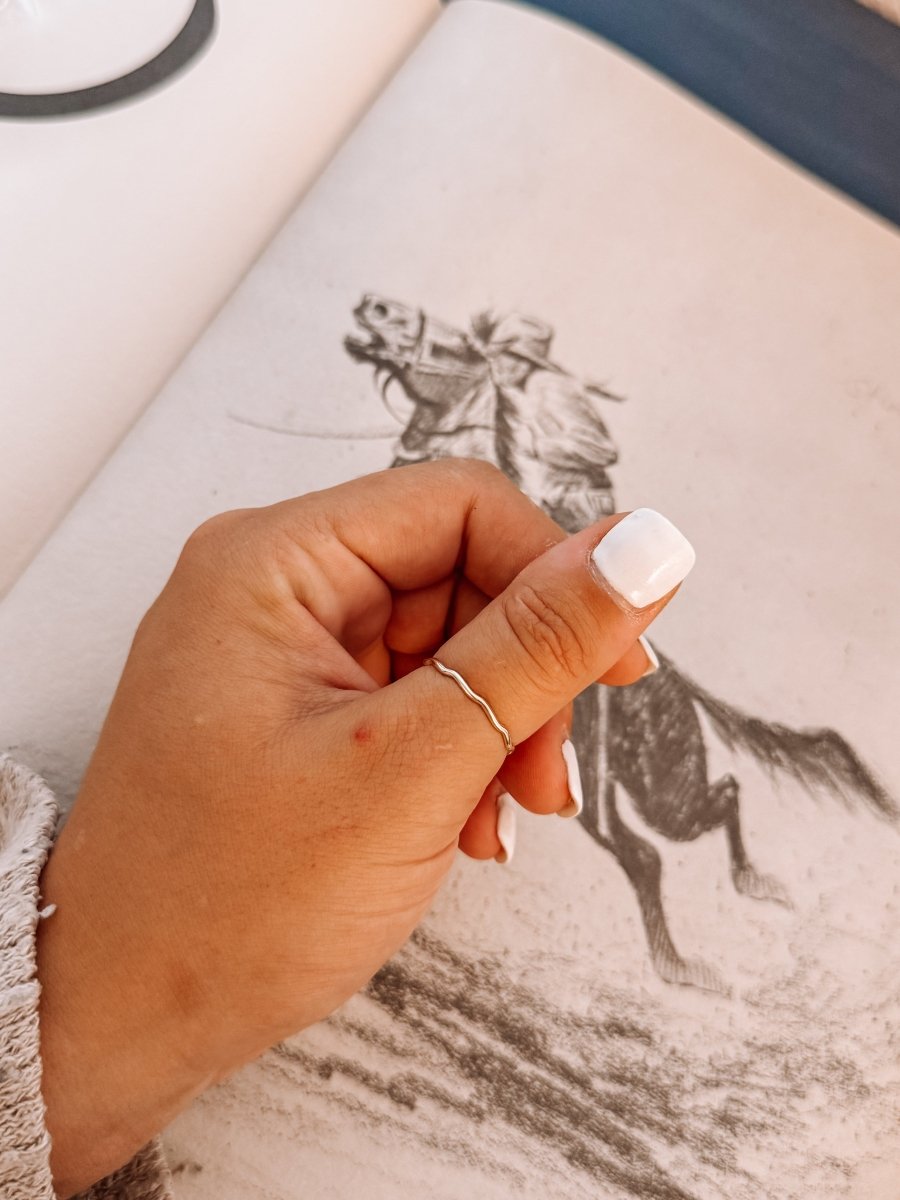 Evant Wavy Stacker Ring - Gold - Horseshoe J & Co.