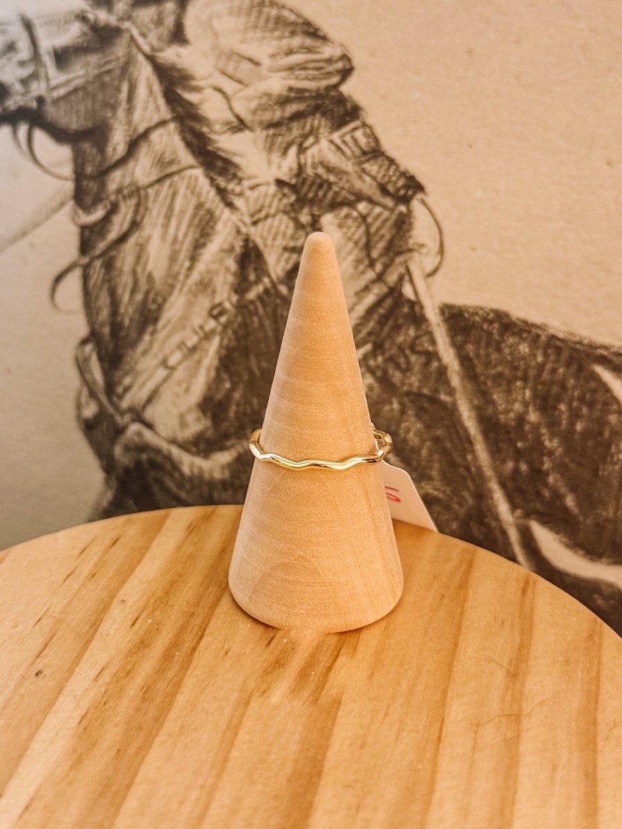 Evant Wavy Stacker Ring - Gold - Horseshoe J & Co.