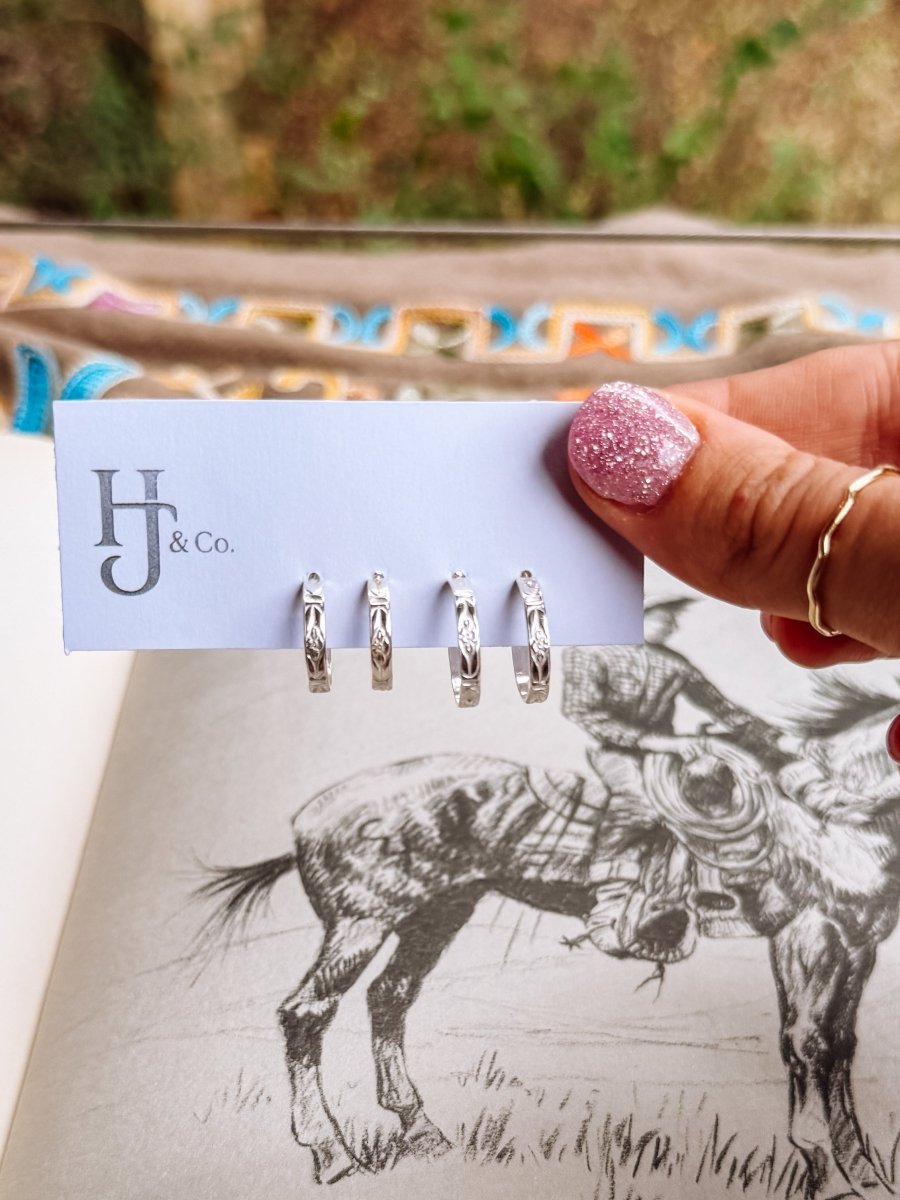 Flaxville Floral Stud Hoops - Horseshoe J & Co.