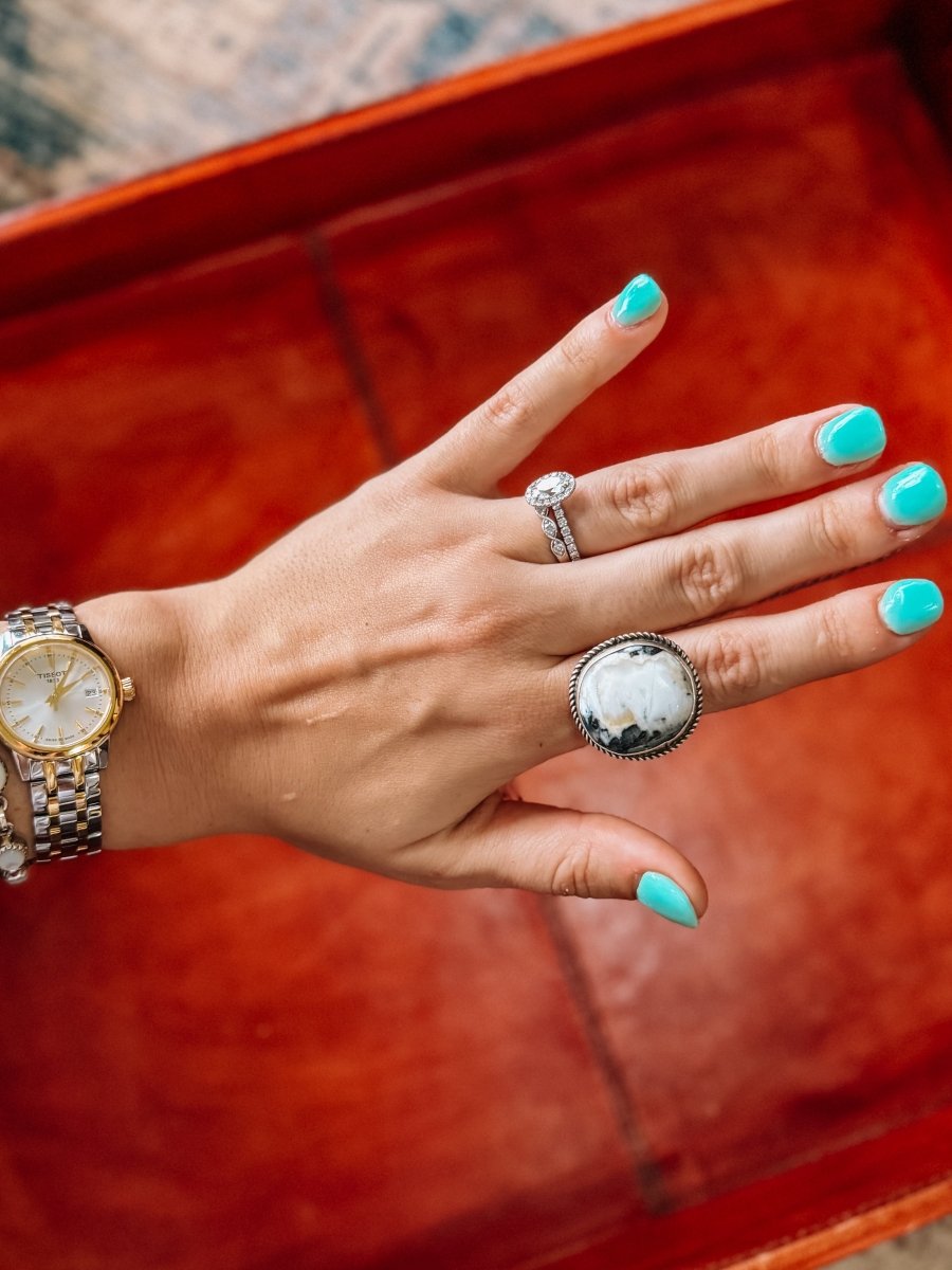 Fredonia White Buffalo Adjustable Ring - Horseshoe J & Co.