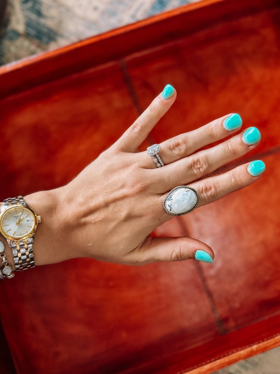 Fredonia White Buffalo Adjustable Ring - Horseshoe J & Co.