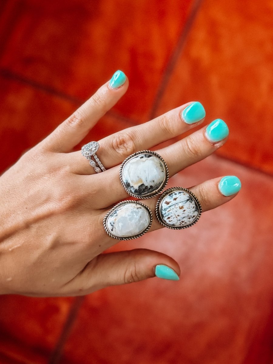 Fredonia White Buffalo Adjustable Ring - Horseshoe J & Co.