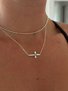 Geraldine Horizontal Turquoise Cross Necklace  - Horseshoe J & Co.