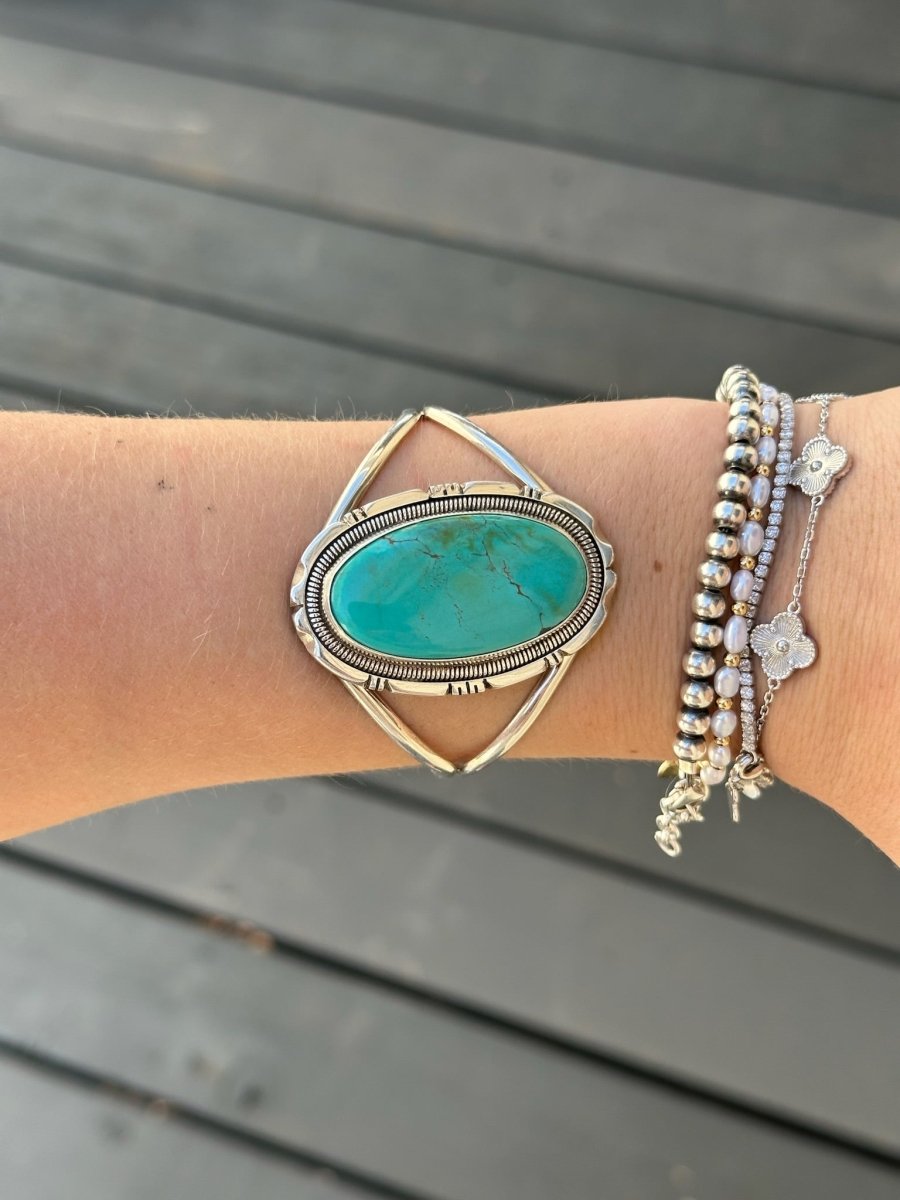 Green Grow the Lilacs Turquoise Cuff Bracelet - Horseshoe J & Co.