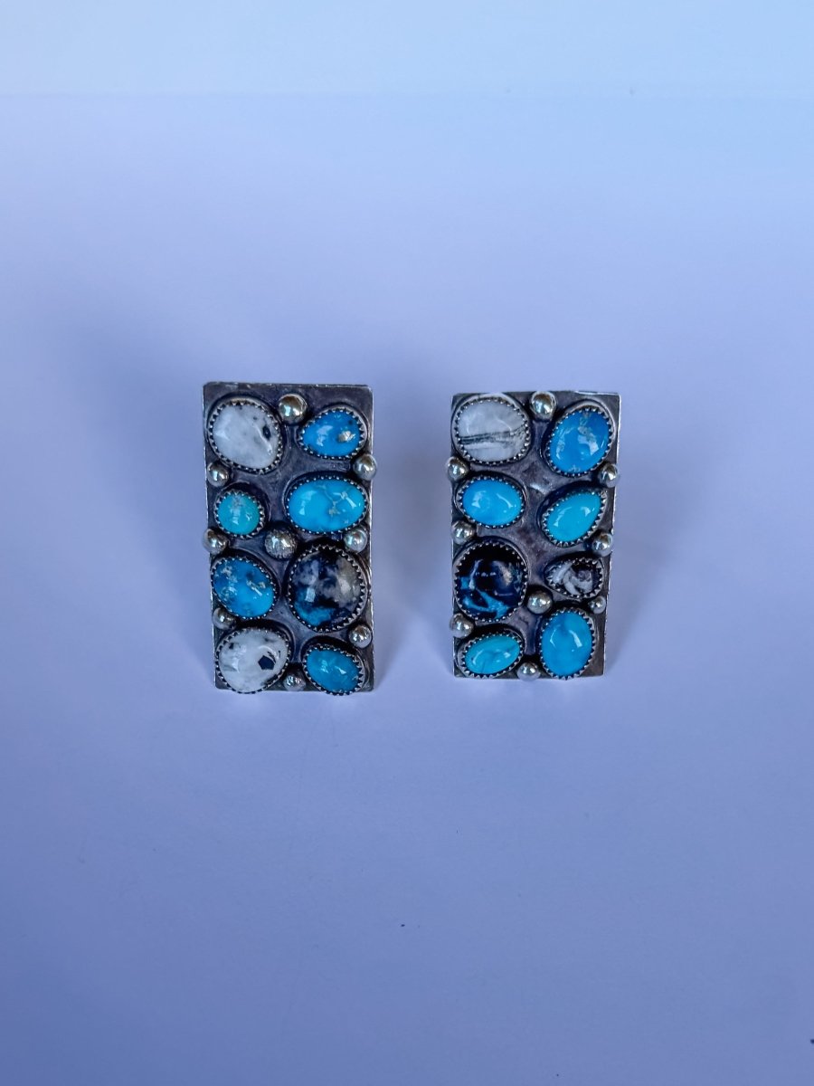 Harley Adjustable Turquoise + White Buffalo Cluster Ring - Horseshoe J & Co.