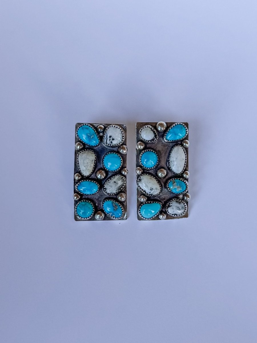 Harley Turquoise + White Buffalo Cluster Earrings - Horseshoe J & Co.