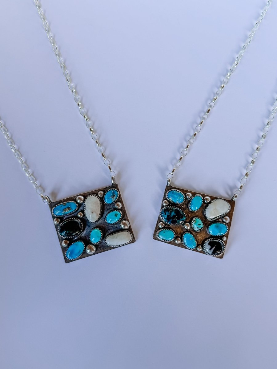 Harley Turquoise + White Buffalo Cluster Necklace - Horseshoe J & Co.