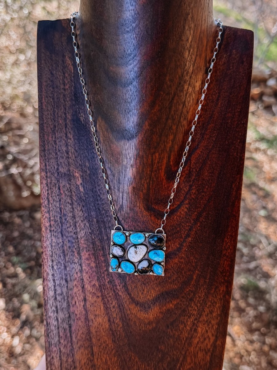 Harley Turquoise + White Buffalo Cluster Necklace - Horseshoe J & Co.