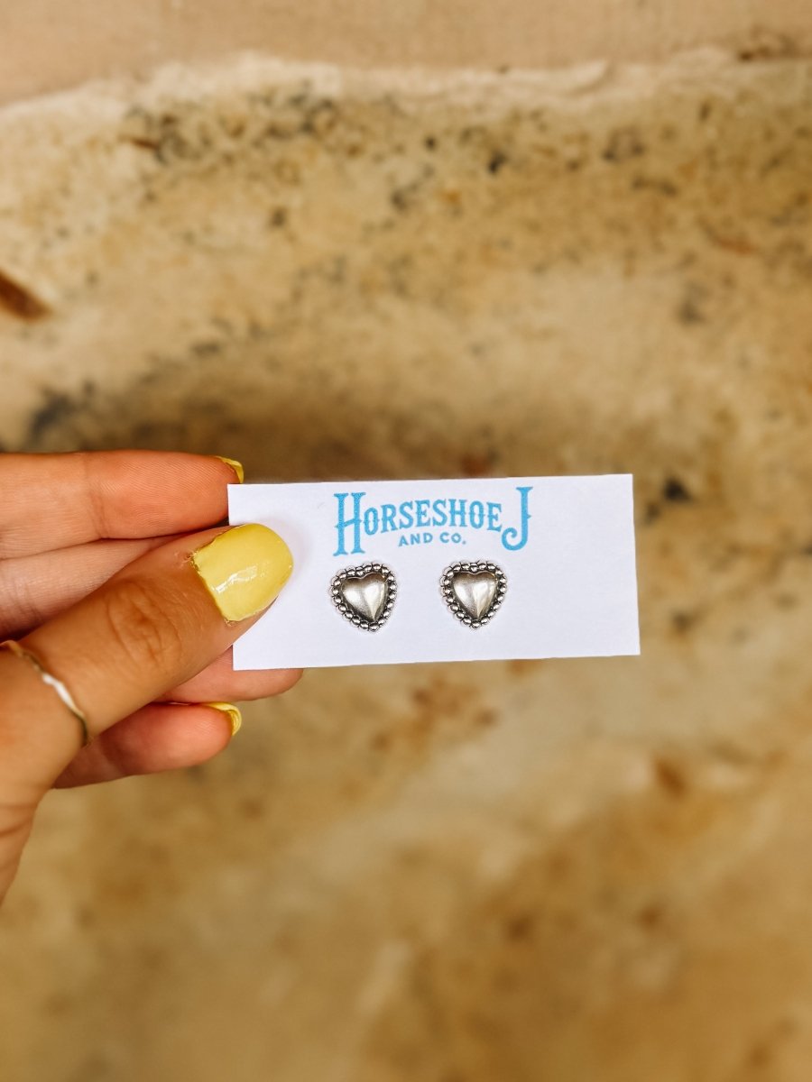 Heart Dover Silver Earrings - Horseshoe J & Co.