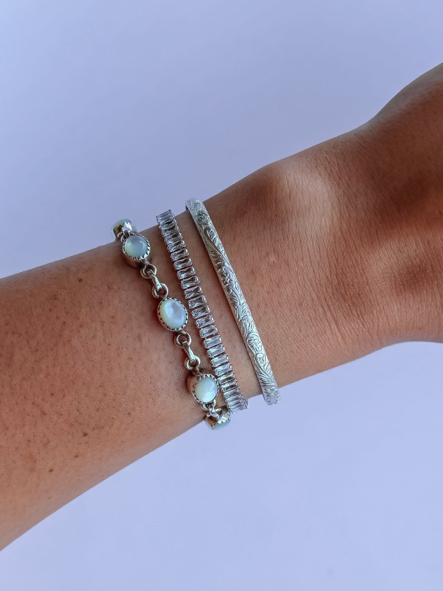 Hedley Silver Patterned Cuff - Horseshoe J & Co.