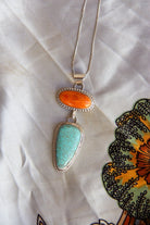 Henderson Orange Spiny Oyster + Turquoise 2 Stone Necklace - Horseshoe J & Co.