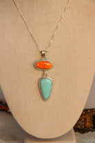 Henderson Orange Spiny Oyster + Turquoise 2 Stone Necklace - Horseshoe J & Co.