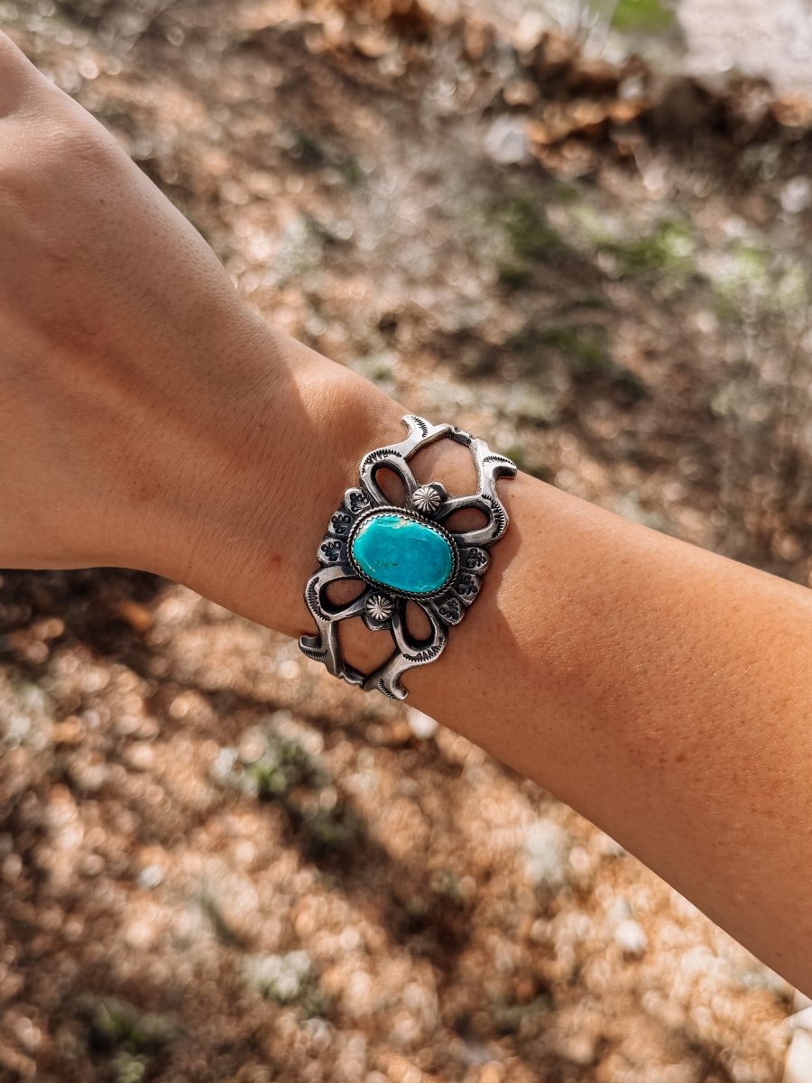 Hereford Cast Turquoise Cuff Bracelet - Horseshoe J & Co.