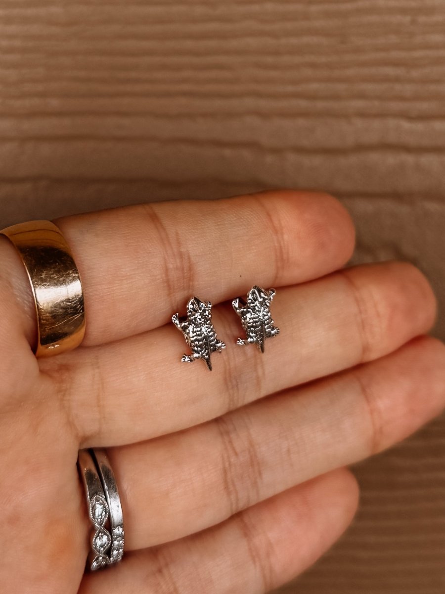Horned Lizard/Toad Stud Earrings - Horseshoe J & Co.