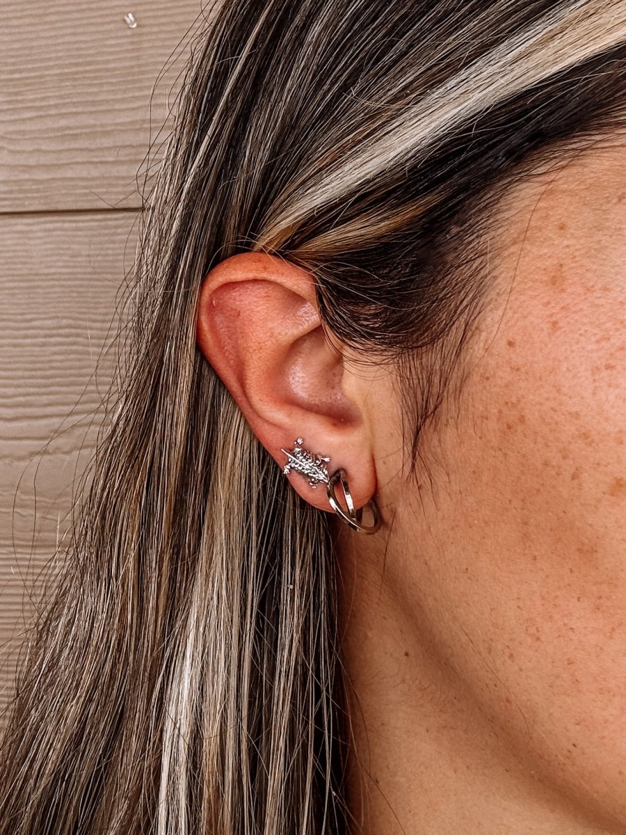 Horned Lizard/Toad Stud Earrings - Horseshoe J & Co.