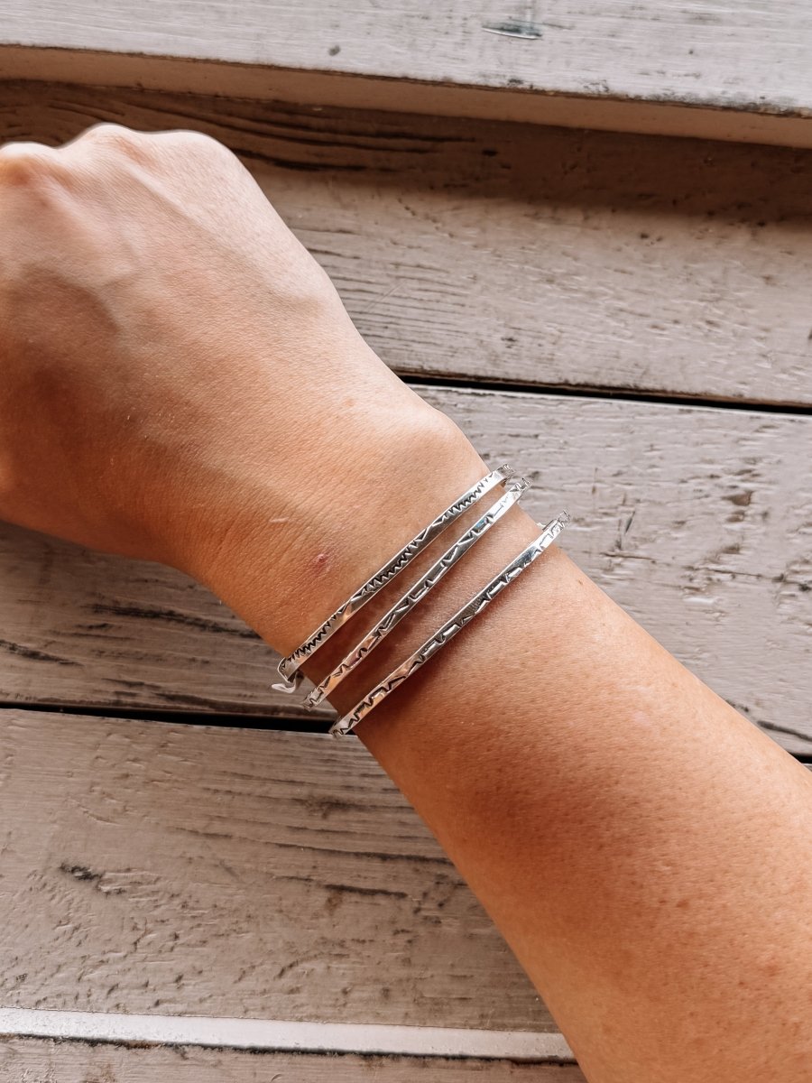 I Walk The Line Stamped Cuff Bracelet - Horseshoe J & Co.