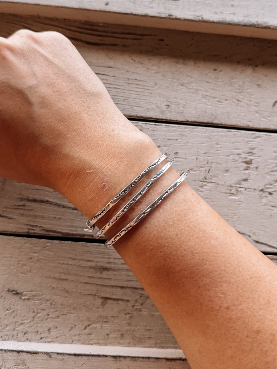 I Walk The Line Stamped Cuff Bracelet - Horseshoe J & Co.