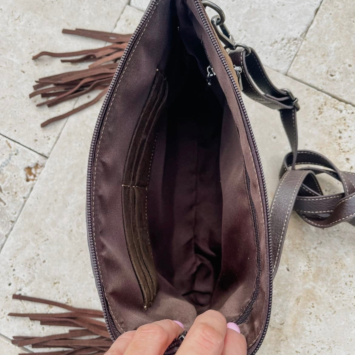 Cowhide Fringe Conceal Carry Crossbody Purse