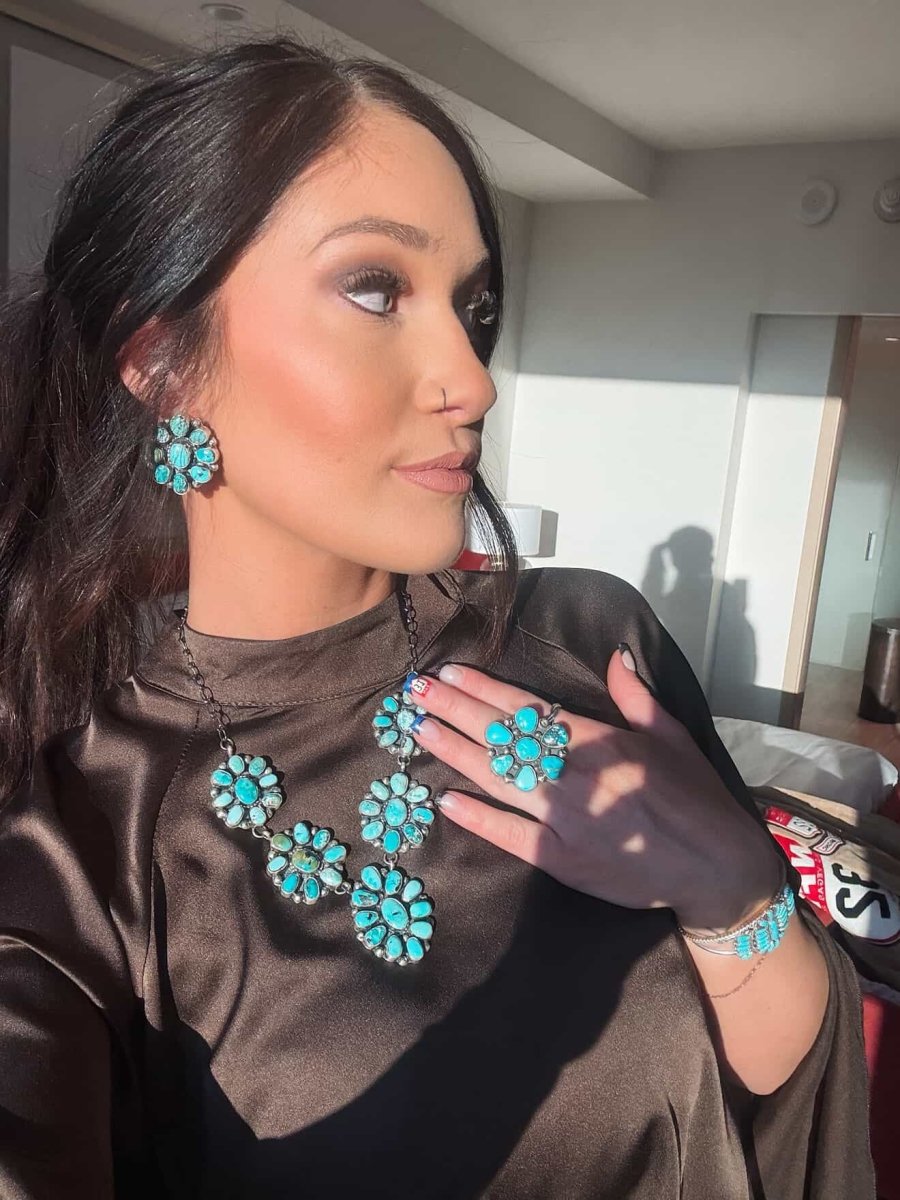 Jaden Wright Adjustable Turquoise Cluster Ring - Horseshoe J & Co.