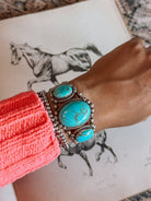 Jiminy Turquoise 3 Stone Cuff Bracelet - bracelet - Horseshoe J & Co.