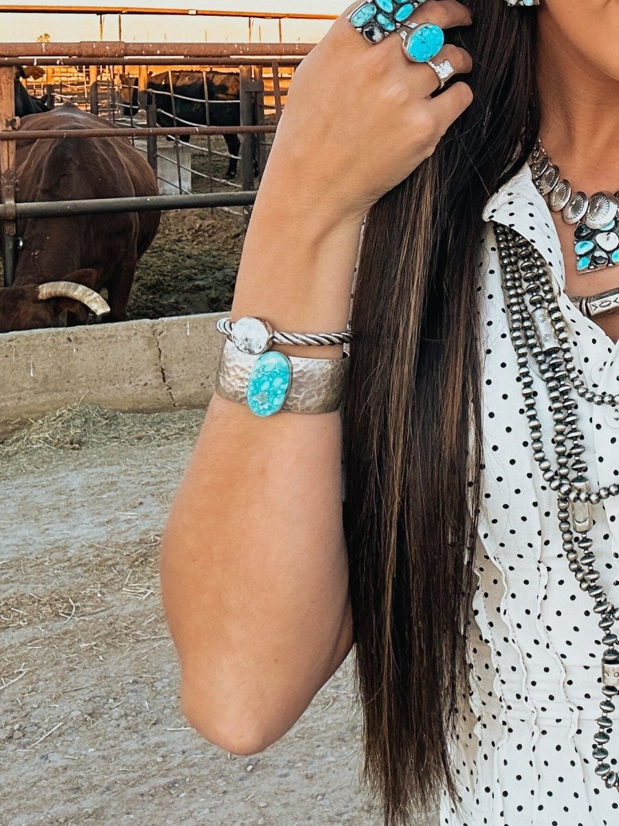 Keithville White Buffalo Cable Cuff - Horseshoe J & Co.