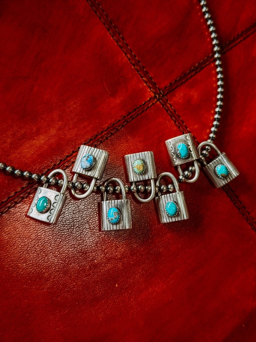 Lamar Turquoise Locket Necklace Pendant - Horseshoe J & Co.