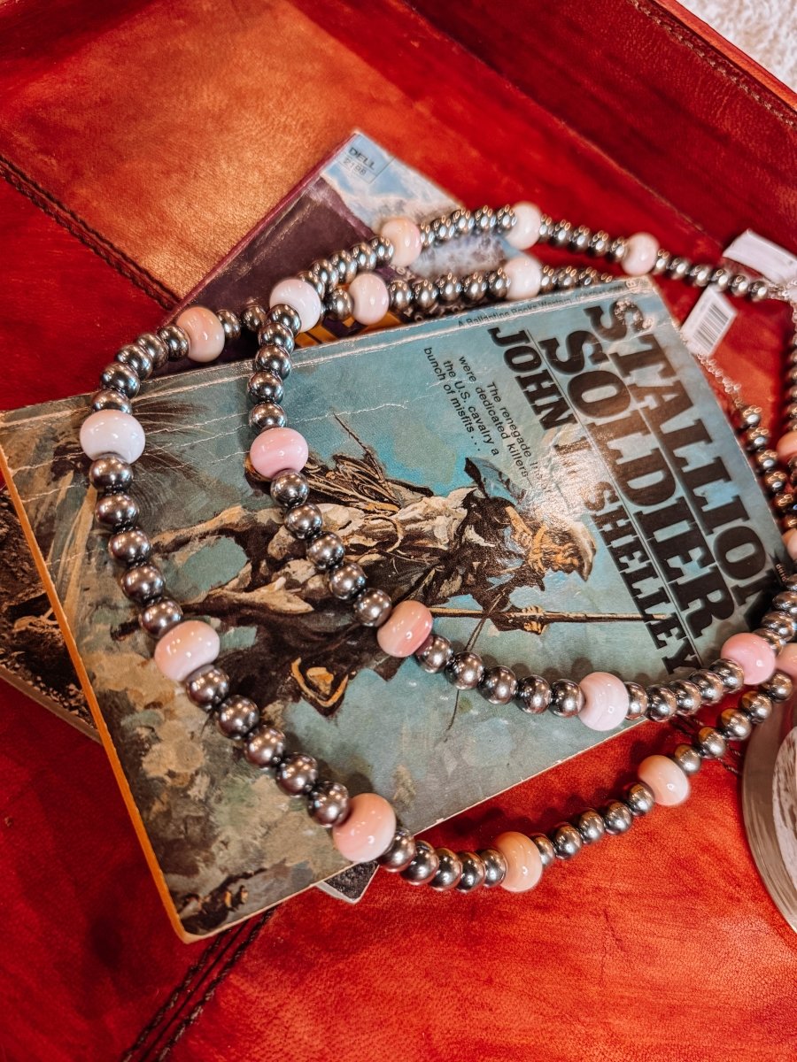 Lasso Pink Conch 8mm Pearl Necklace - Horseshoe J & Co.