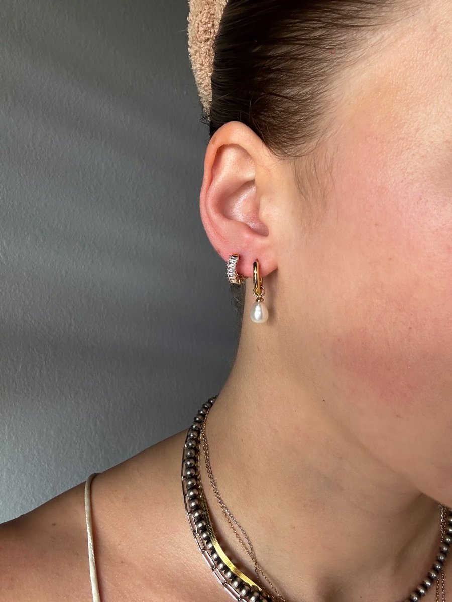 Laurel Gold Plated Baguette Hoops - Horseshoe J & Co.