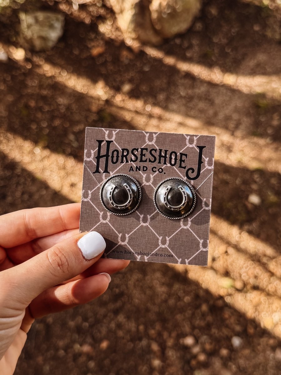 Leupp Silver Horseshoe Stud Earrings - Horseshoe J & Co.