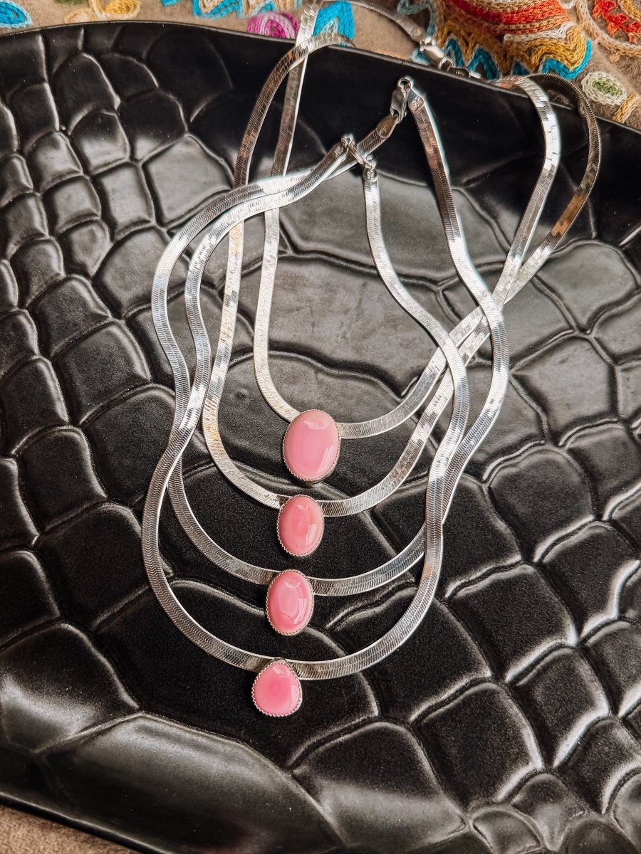 Linden Herringbone Stone Necklace - Horseshoe J & Co.