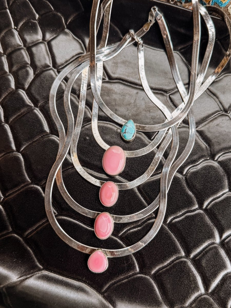 Linden Herringbone Stone Necklace - Horseshoe J & Co.