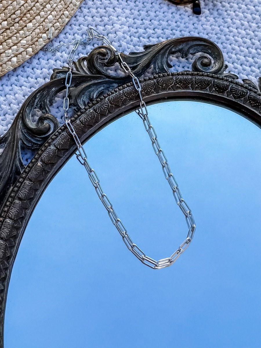 Malta Silver Paperclip Necklace - Horseshoe J & Co.