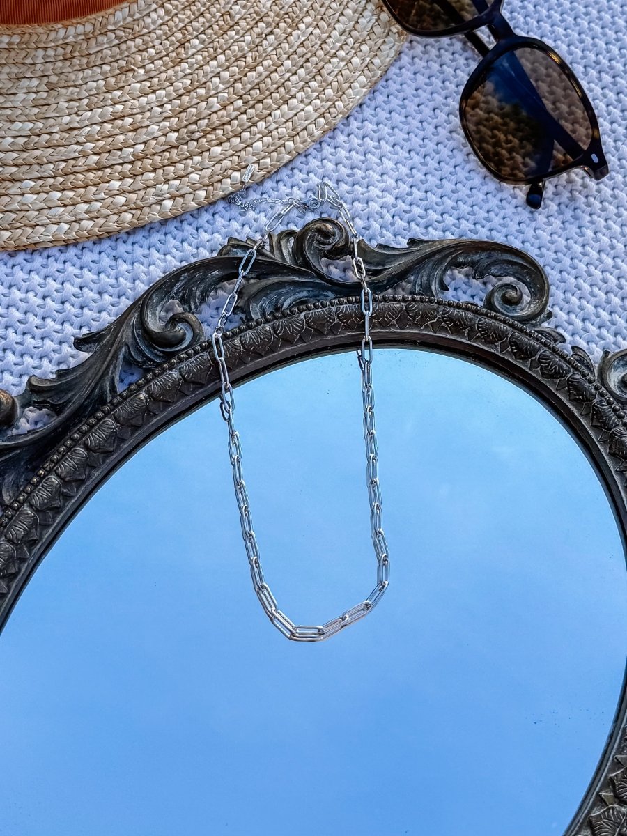 Malta Silver Paperclip Necklace - Horseshoe J & Co.