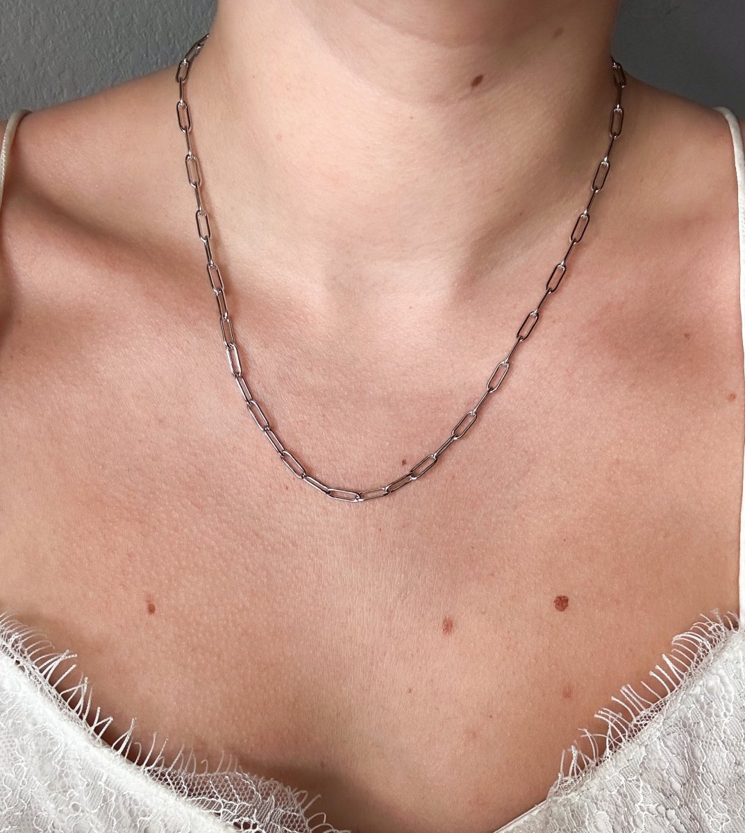 Malta Silver Paperclip Necklace - Horseshoe J & Co.