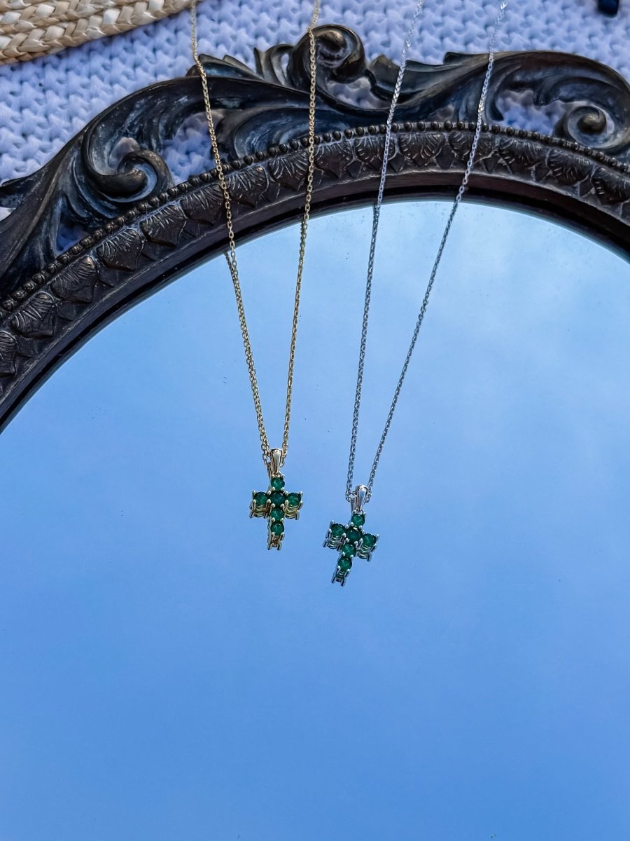 Miner Emerald Cross Necklace - Horseshoe J & Co.