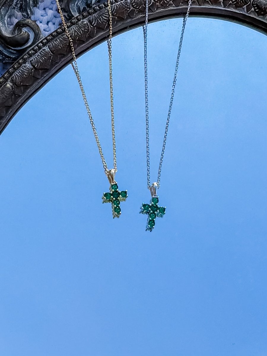 Miner Emerald Cross Necklace - Horseshoe J & Co.